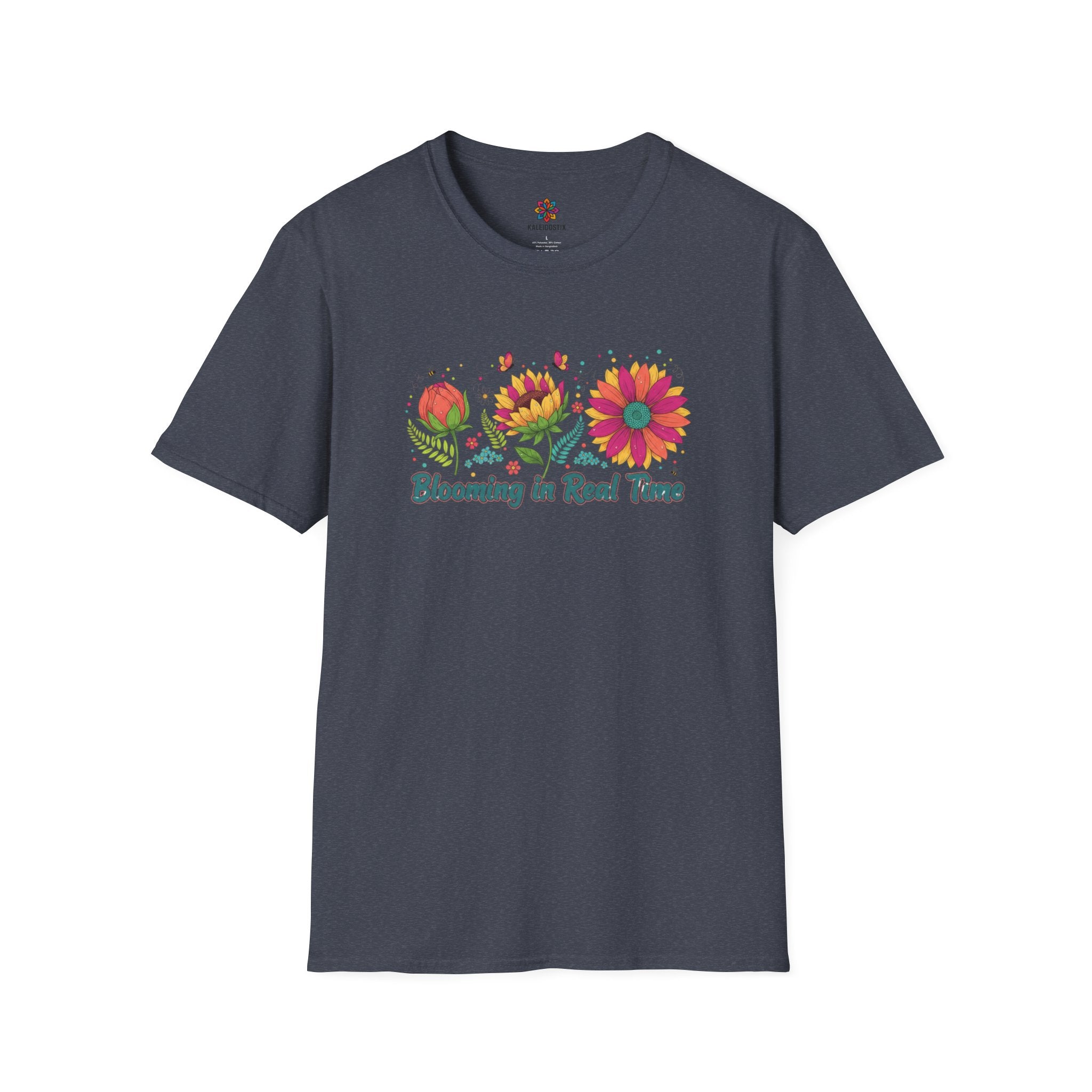 Blooming in Real Time floral graphic T-Shirt | colorful flower evolution design